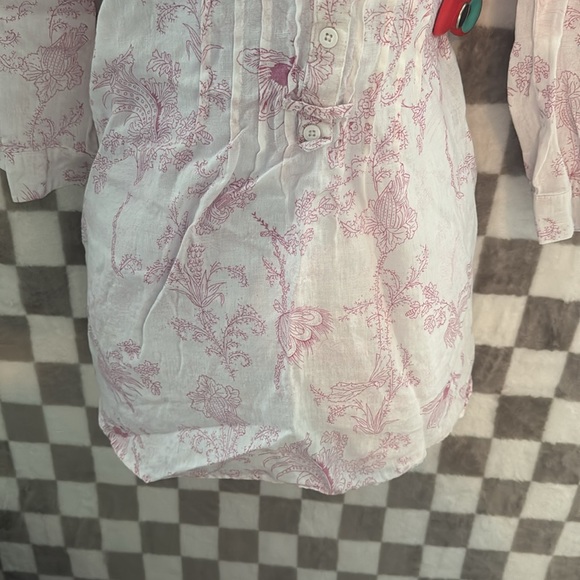 Malvin Linen Floral Long Sleeve V Neck Button up Blouse/ Top Size Large - Picture 4 of 15